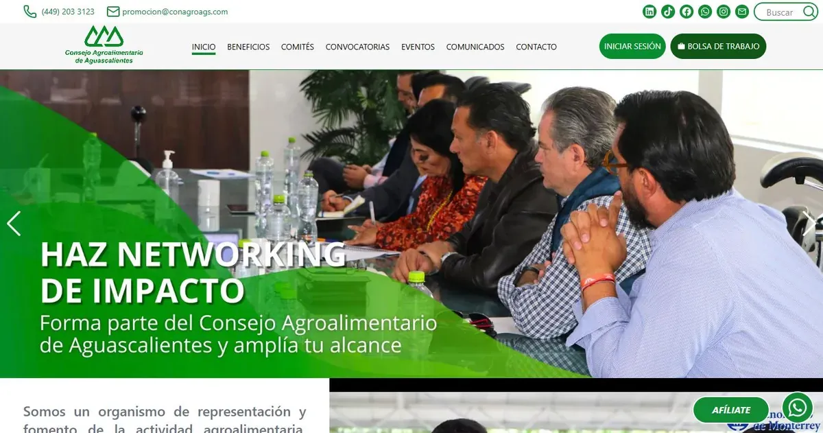 Portada del sitio conagroags.com, desarrollado por Appquantika