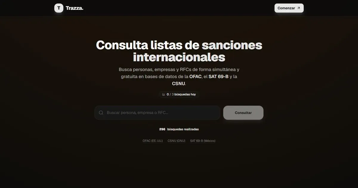 Portada del sitio trazza.click, desarrollado por Appquantika